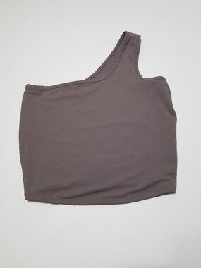 Five the label One Shoulder Taupe Gray Active Cropped Top Size XL